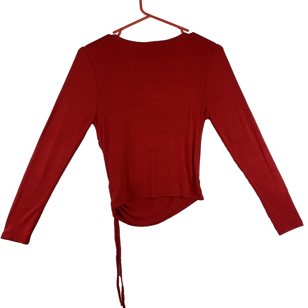Women’s Red Long Sleeve Wrap Top with Tie Detail Size M - Picture 5 of 7